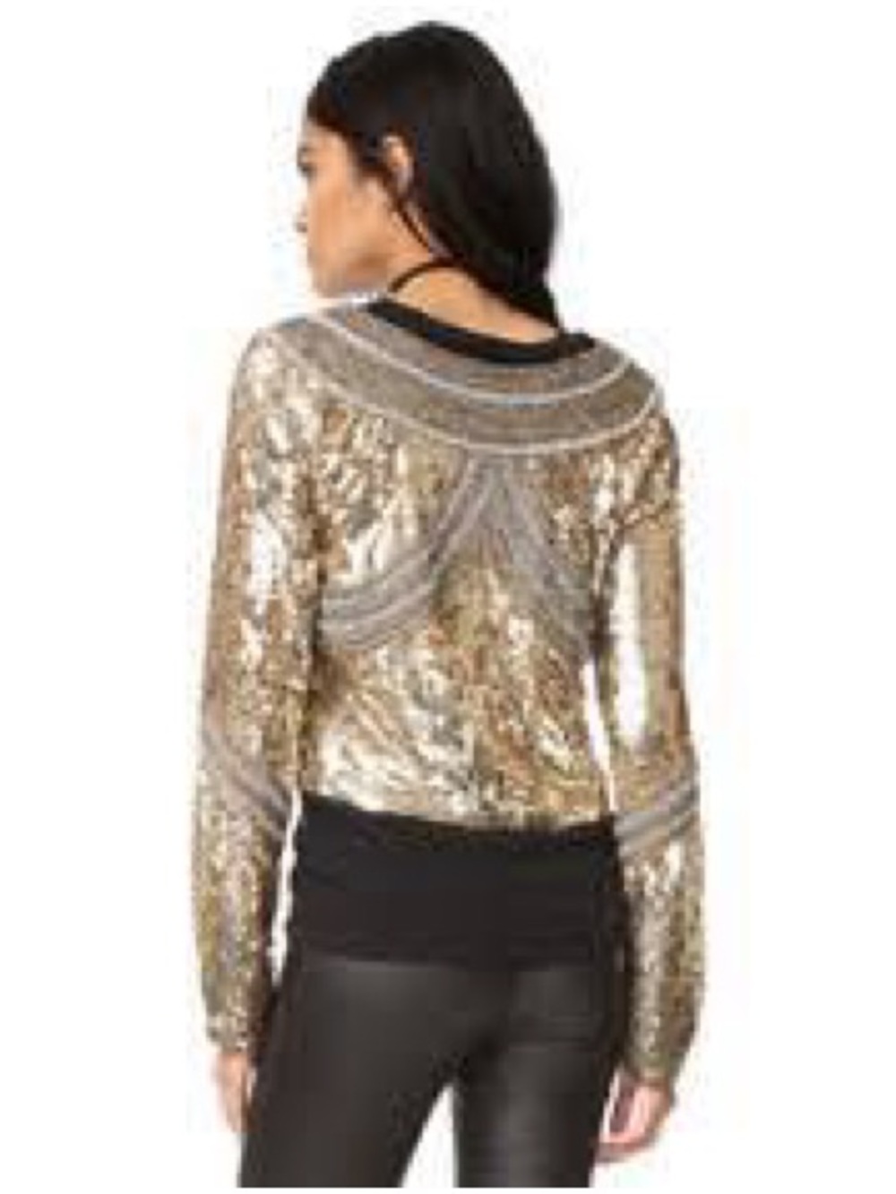 Free People Gold Sequin embellished vintage Jacket size m - Picture 2 of 16